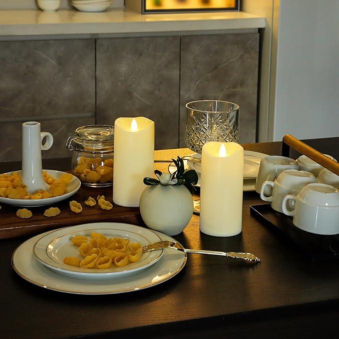Aignis Indoor Flameless LED Candles Battery Operated with Remote Timer and Wax-Like Shell for Home/Wedding/Holiday Decor, Set of 2(D 2.95" x H 6")