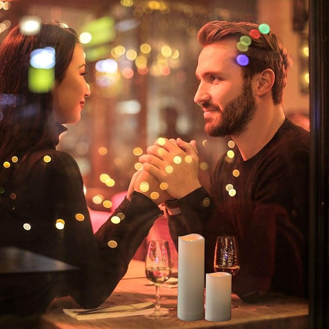 Aignis 24pcs Flameless LED Candles Battery Operated with 10-Key Remote Timer, Outdoor Waterproof Electric Lights, Warm Flickering Glow for Cozy Home/Wedding/Holiday Décor (D2.2'' x H4''/5''/6''/7'')