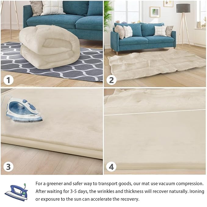 Baby Play Mat for Floor Tummy Time Mat Nursery Rug Muscle Mat Area Rug Playroom Rug Tatami Mat 9'2"x6'7" Memory Foam 1.3" Thick Crawling Mat for Babies,Toddlers, Infants, Kids,Floor Mat(Beige)