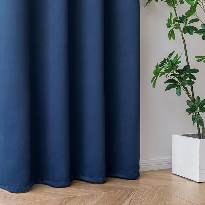 Blackout Curtains 84 Inch Length for Bedroom, Thermal Insulated Blackout Curtains 2 Panels Set, Solid Grommet Privacy Room Darkening Drapes for Living Room Windows(W52 x L84, Navy Blue)