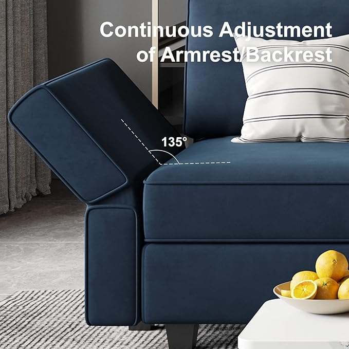 Belffin Modular Reversible Sectional Sofa U Shaped Couch with Storage Seat with Chaise Velvet Blue…