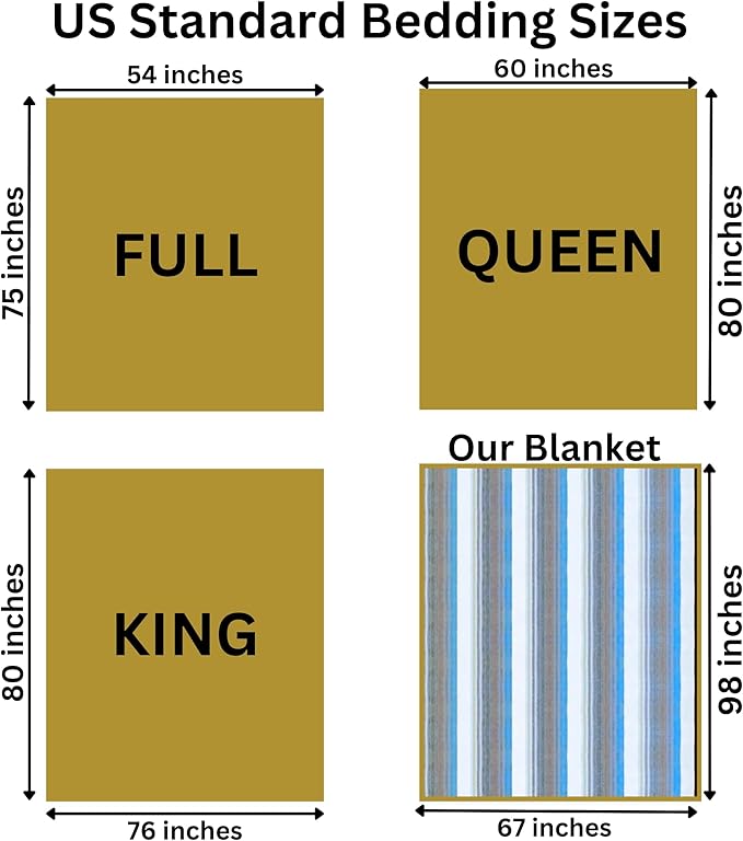 Alpaca Wool Throw Blanket | Super Soft, Lightweight, Breathable and Hypoallergenic | Non-Itchy or Scratchy (Blue White Varicolored, Queen (U.S. Standard))