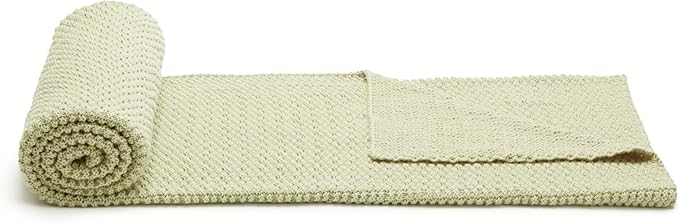 Amazon Basics Chunky Cable Knit Throw Blanket for Couch, Sofa, Bed, Lightweight Soft Cozy, Sage Green, 50"x 60"