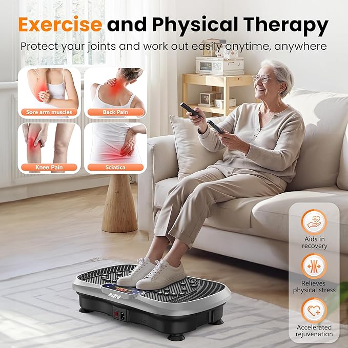 AXV Vibration Plate Fitness Platform Exercise Machine Vibrating Lymphatic Drainage Shaking Full Body Shaker Workout Vibrate Stand Shake Board Sport Gym for Weight Loss Fat Burner for Women Men