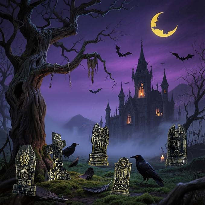 20Pcs Halloween Mini Tombstones Figurines, Plastic Miniature Tombstones Set Mini Gravestones Halloween Decorations for Miniature Graveyard Scene Haunted House DIY Crafts