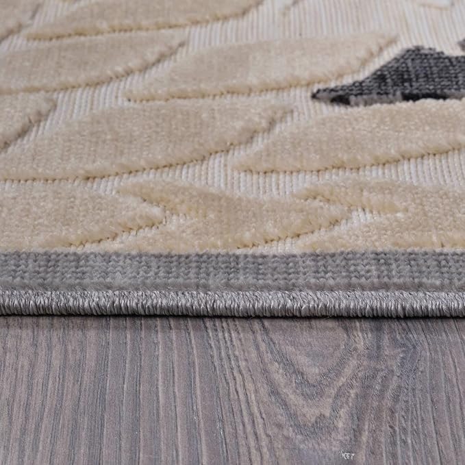 Beverly Rug Outdoor Rug 6x9 Modern Floral Tropical Area Rugs for Indoor and Outdoor Patio Easy to Clean Non Shedding Living Room Porch Garden Washable Outside Carpet (6 x 9 Beige)