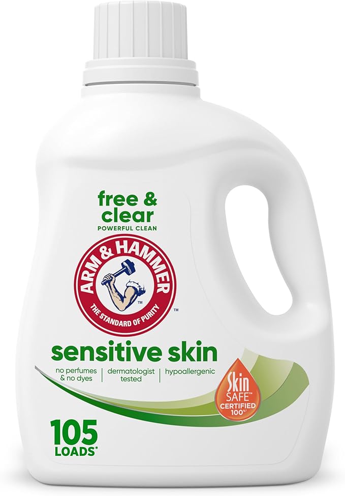 ARM & HAMMER Sensitive Skin Free & Clear Liquid Laundry Detergent, 105 fl oz, 105 Loads