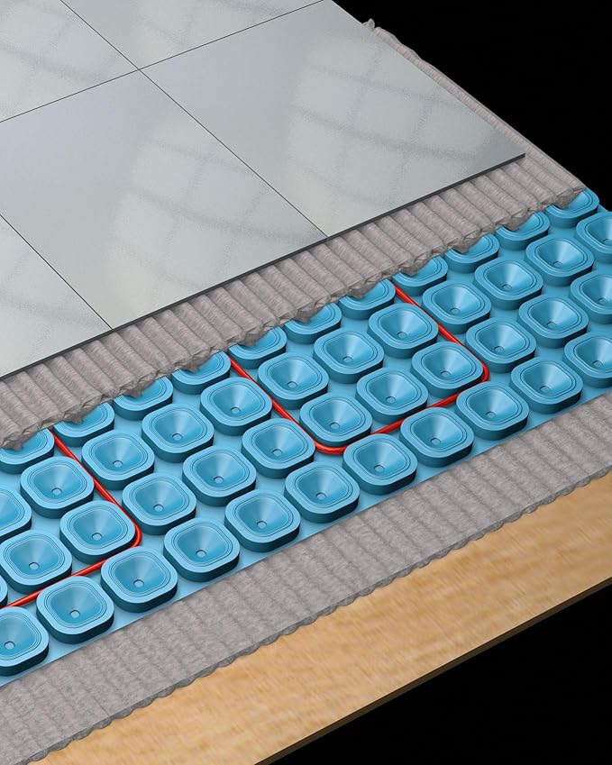 All-in-one Electric Radiant Floor Heating Kit 15 Sq Ft 120V with 2855301 Thermo Connect WiFi Programmable Thermostat, Heat Uncoupling Membrane, Underfloor Heat Cable, Safe Installation Tools