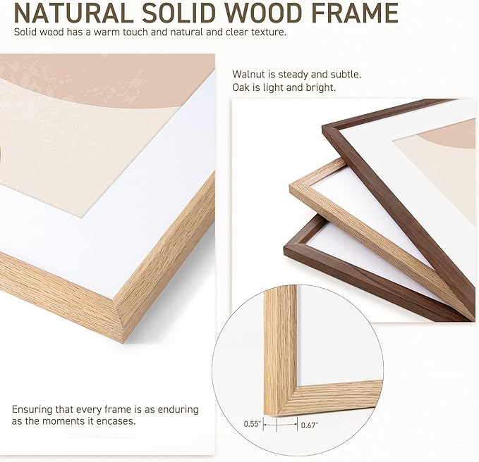 12x16 Picture Frame Natural Solid Oak Photo Frames with 8.5x11 Removable Mat Wall Hanging Large Handcrafted Frame with HD Plexiglass Wall and Tabletop Display Large Poster Frame