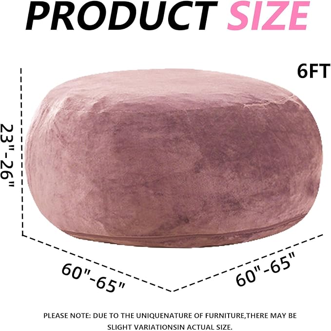 6FT,Oversized Bean Bag Chairs for Adults,Giant beanbag with Filler Included，Fluffy Memory Foam,Soft and Comfy Corduroy Fabric,Gaming Chairs Suitable for Living Room and Bedroom (Pink, 6 Foot)