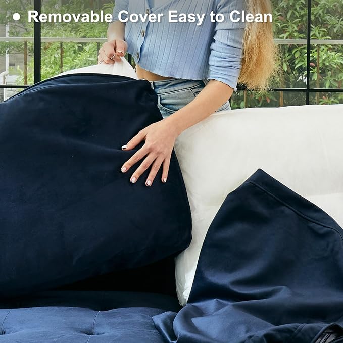 Belffin Modular Sectional Sleeper Sofa with Pull Out Couch Bed Velvet Convertible L Shaped Sectional Couch for Living Room Apartment Blue