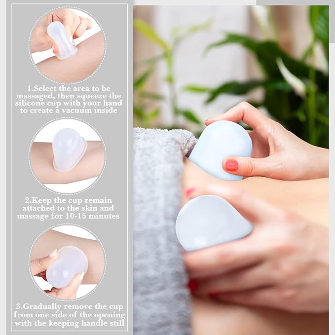 16 Pcs Silicone Cupping Therapy Set Anti Cellulite Cup Vacuum Suction Massage Cup Silicone Cupping Therapy Set for Cellulite Reduction Myofascial Release Massage Therapist Home Use (Clear)