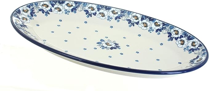 Blue Rose Polish Pottery Georgia Blue Oval Platter