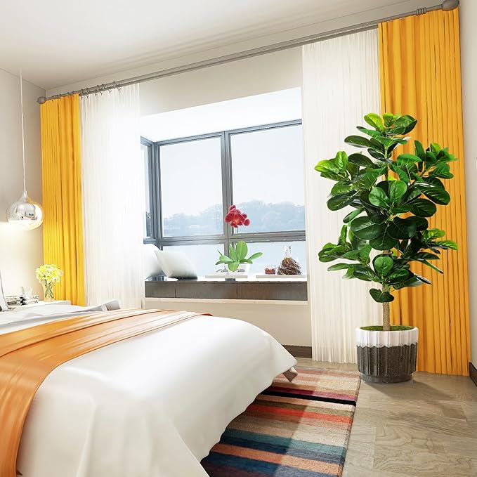 5ft Artificial Fiddle Leaf Fig Tree (60in) with Plastic Nursery Pot Faux Tree, Ficus Lyrata Fake Plant for Office House Farmhouse Living Room Home Decor (Indoor/Outdoor)