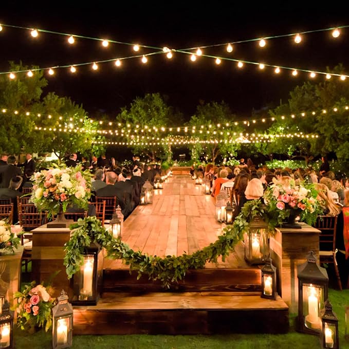 26 Ft LED Outdoor String Lights, Connectable Patio with 8Pcs Waterproof Vintage Edison Bulbs for Backyard, Balcony, Bistro Camping Outdoor Lighting