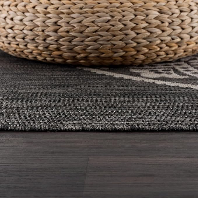 CAMILSON Outdoor Rug 8x10 Modern Area Rugs for Indoor and Outdoor Patios and Porches - Waterproof, Non-Shedding, Easy-to-Clean Outside Carpet (8 x 10, Medallion - Dark Grey/Light Grey)