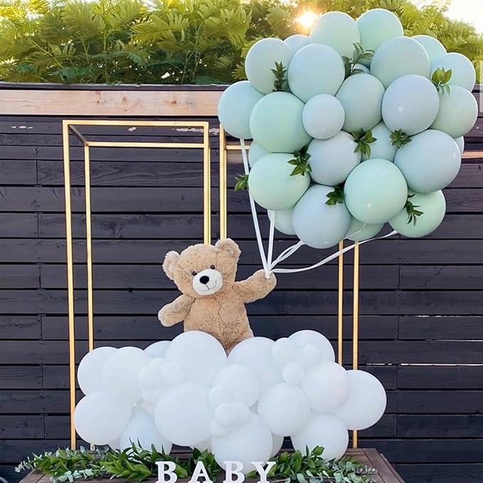 130pcs Mint Green Balloons Different Sizes 18" 12" 10" 5" Pastel Light Green Balloons for Boys Girls Birthday Baby Shower Gender Reveal Wedding Decorations