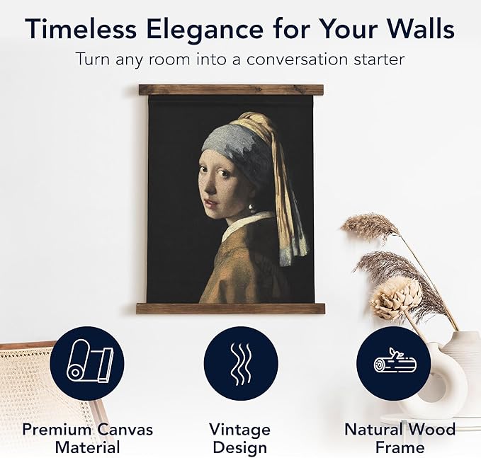 American Art Decor Girl with a Pearl Earring Tapestry Vintage Hanging Canvas Wall Art by Johannes Vermeer