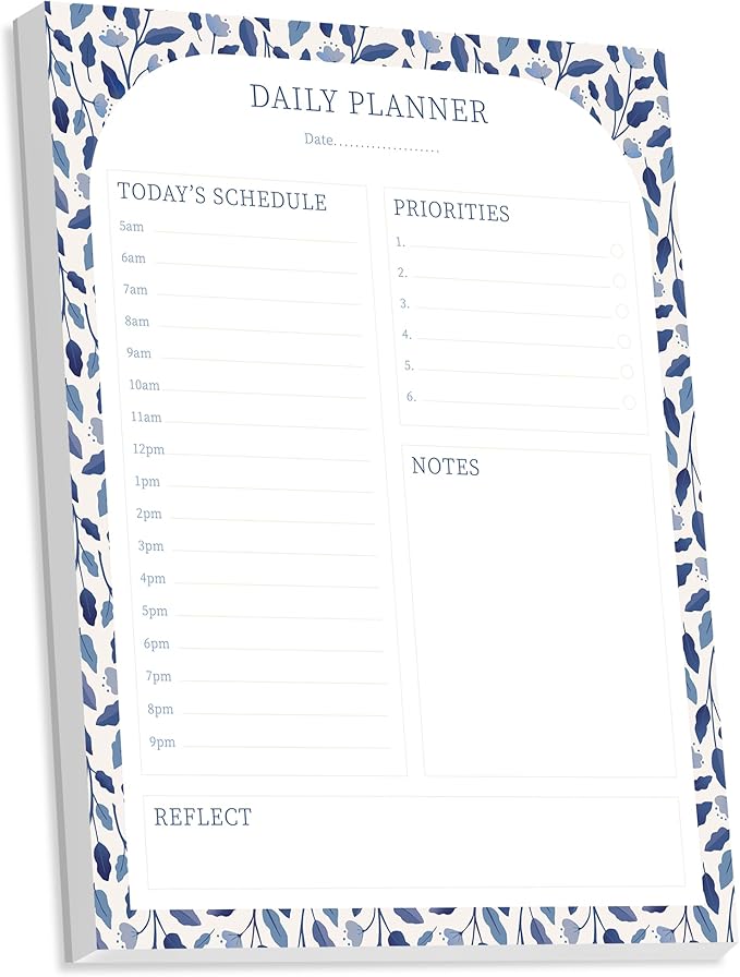 Bliss Collections Daily Planning Pad, To Do List Notebook - Undated Tear-Off Sheets Notepad - Work Calendar, Organizer, Scheduler for Goals, Tasks - Daily Planner (Floral), 8.5" x 11", 50 Sheets