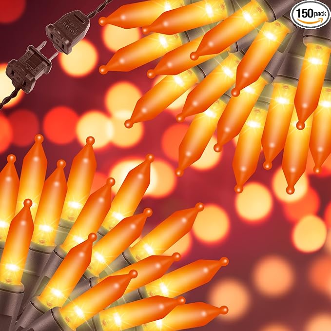 150LIGHTS Orange Extra-Bright with End Connectors Halloween Decorative Lights 9.72m UL Certified Mini String Light Set Waterproof for Halloween Home Garden Christmas Tree Party Patio Wedding