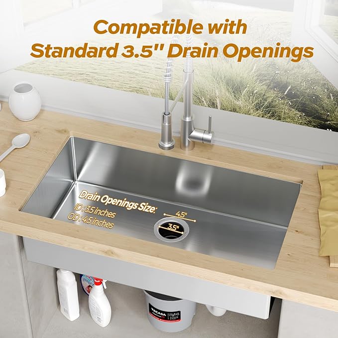 3/4 HP Batch Feed Garbage Disposal, TECASA Stainless Steel Food Waste Grinding System for Kitchen Sink Food Waste, Power Cord Included, Sound Reduction, Grey and Black - HyperCrush 75 BF