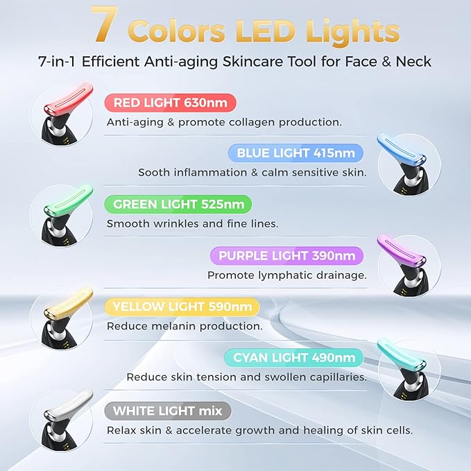 7-in-1 Deplux Face Neck Massager for Skin Care at Home, Facial Massager Glossy Black