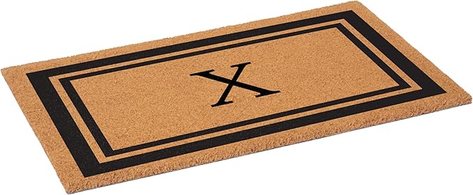 Calloway Mills 152961830X Black Border 18" x 30" Monogram Doormat, (Letter X)