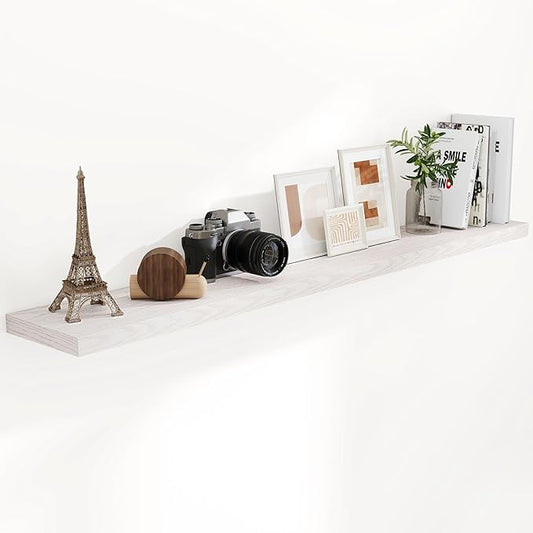 72 Inch Floating Shelves, 72 x 9 Rustic Wooden Fireplace Mantel, 9 Inch Floating Shelf for Wall, Farmhouse Wall Shelves for Home Storage & Display, Brich Color, Set of 1