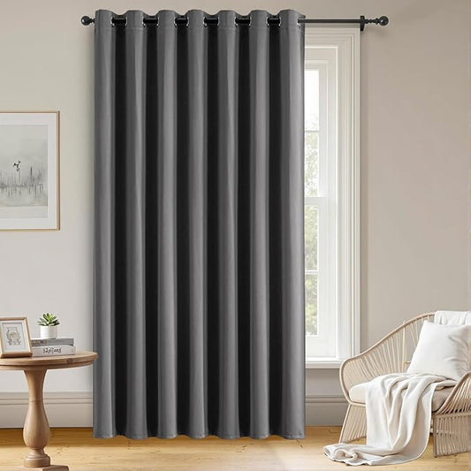 Blackout Curtains Custom Size for Bedroom 1 Panel, Thermal Insulated Blackout Curtains, Solid Grommet Privacy Room Darkening Drapes for Living Room Window (Customsize, Light Grey)