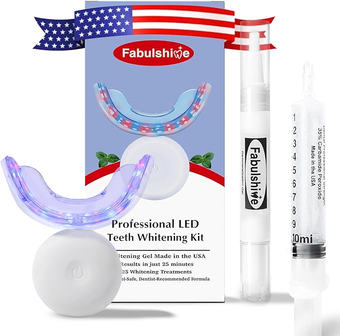 American Teeth Whitening Kit, Teeth Whitening Gel, Pen, Whitening Trays with Light, 25 Uses, Whiten Up to 8 Shades in 1 Week, 2025 Powerful Teeth Whitener
