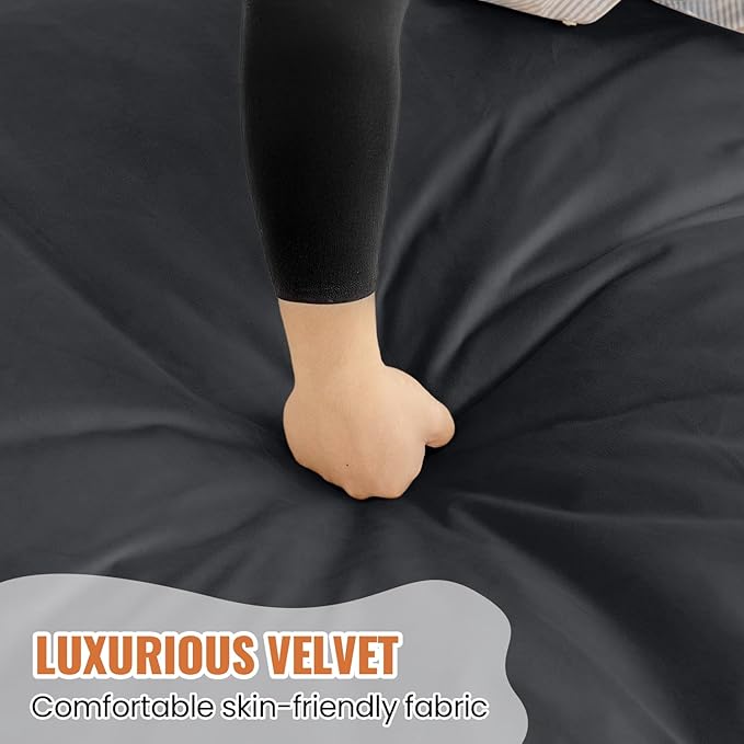 4FT Bean Bag Chair: Bean Bag with Velvet Cover, Fluffy and Comfy Bean Bag Chairs for Adults and Kids, Bean Bag Sofa Filled with High-Density Sponge for Gaming (Black)