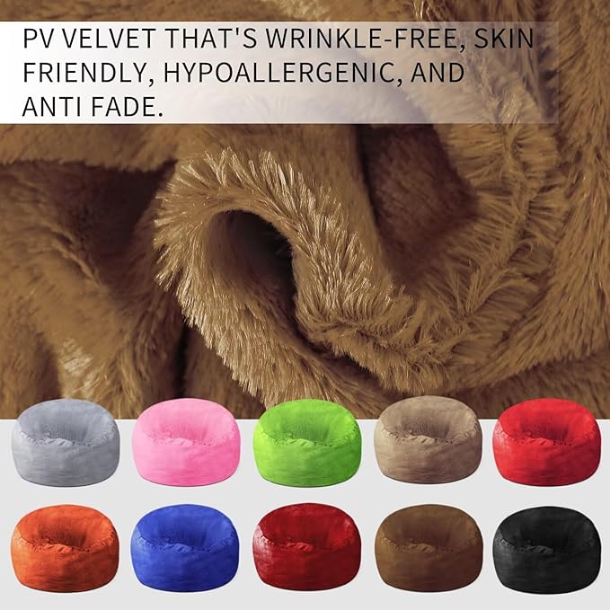 Bean Bag Chair for Adults 3FT,Soft Removable Cover for Teens/Girls Bedroom,Fluffy Giant Round Floor Beanbag Lounger Chairs (No Filler,Deep Coffee)