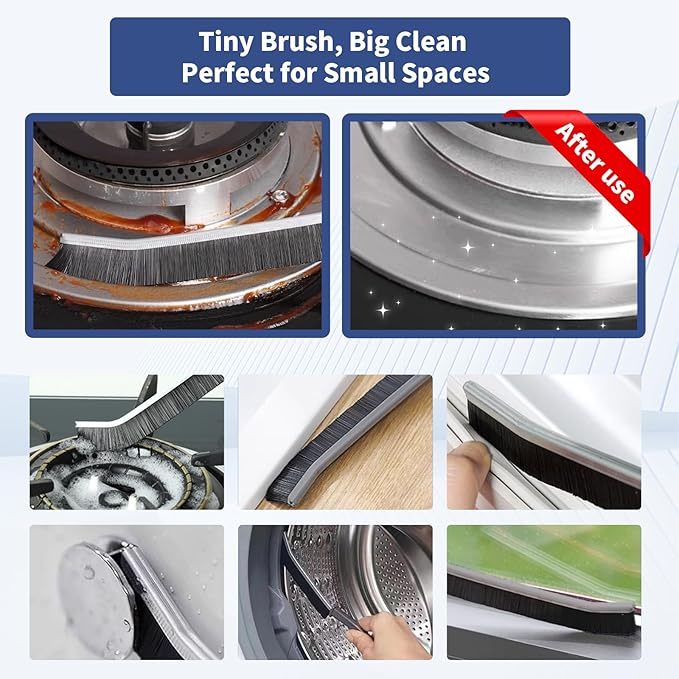 3 Pcs Cleaning Brushes for Household - Crevice Brush for Scrub Small Spaces, Toilet Cleaning Tool with Comfortable Grip, Long&Firm Bristle for Shower Tile Grout, Sinks Gap, Window Tracks, Hinges