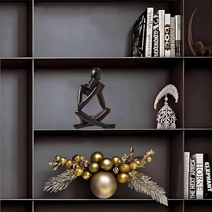 Bookshelf Decor Thinker Statue - Abstract Style Thinker Sculptures Modern Aesthetic Figurine Decoration Statues for Home Decor-Right Thinking-Black