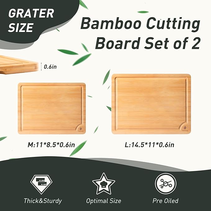 Bamboo Cutting Board Set Non Slip Feet Over Sink Chopping Board Christmas Xmas Birthday Day Gifts Ideas Grandmother Gigi Granny Nana Glamma Mawmaw Yaya Abuela Abuelita Mamaw Mimi Nonna Oma Meme