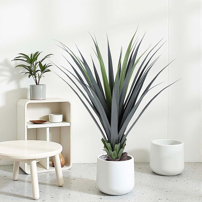 44inch Artificial Agave Plant Potted Plants Fake Agave Plant for Home Office Garden Indoor Outdoor Decoration (1PACK)