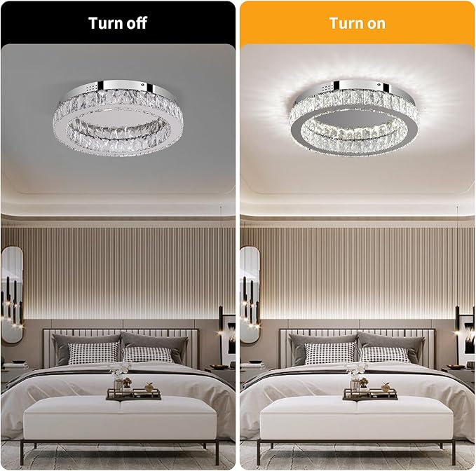 Buccleuch Modern Crystal Chandelier LED Flush Mount Pendant Lighting Mini Ceiling Light Fixture for Living Room Bedroom Hallway Staircase Bar Kitchen