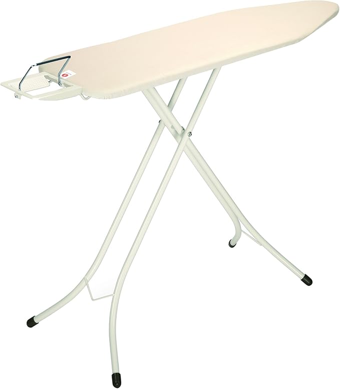 Brabantia Size B Ironing Board (49x15 in) 7 Height Options, Adjustable Steam Iron Rest Holder (Ecru) Non-Slip Feet, Anti-Collapse Child Locks