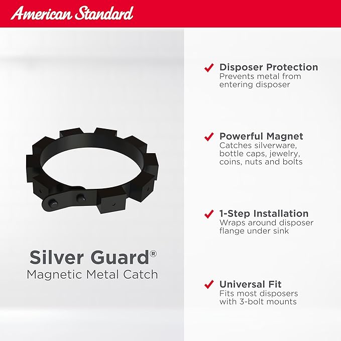 American Standard 10-US-AS-12 Garbage Disposal Anti-Jam Stainless Steel Food Waste Grinding System, Heavy Duty, 1.25 HP, Black