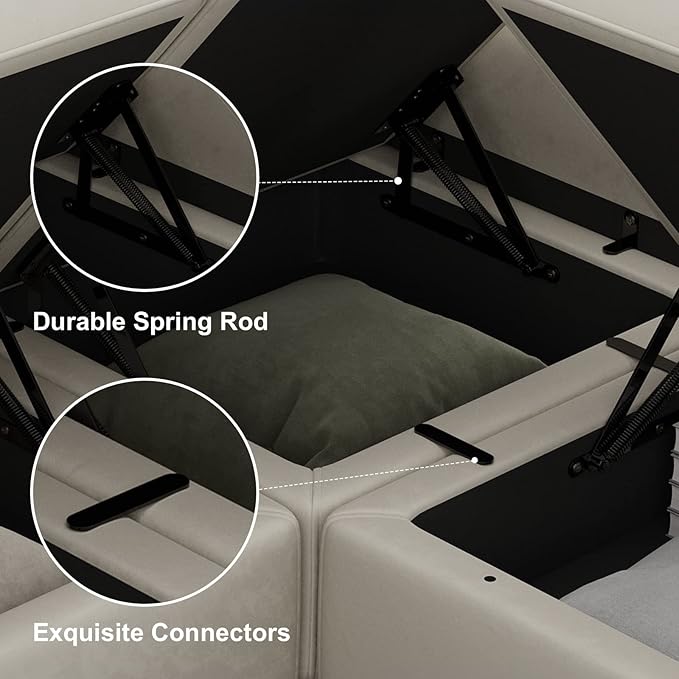 Belffin Modular Sectional Sofa Couch with Reversible Chaise Velvet L Shaped Couch with Storage 4-seat Convertible Sofa Grey…