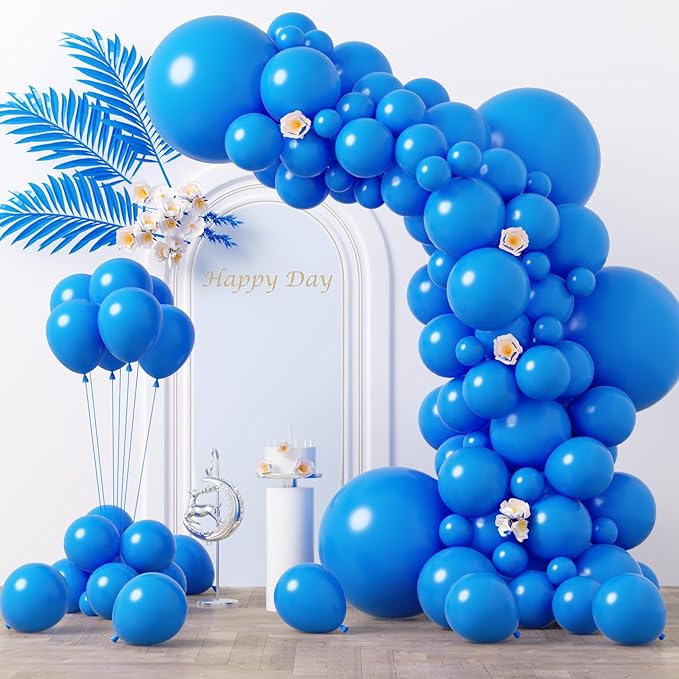 130pcs Blue Balloons Different Sizes 18" 12" 10" 5" Matte Blue Latex Balloon Garland Arch Kit for Birthday Baby Shower Graduation Wedding Gender Reveal Anniversary Party Decorations