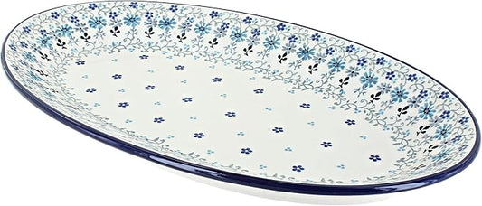 Blue Rose Polish Pottery Celeste Oval Platter