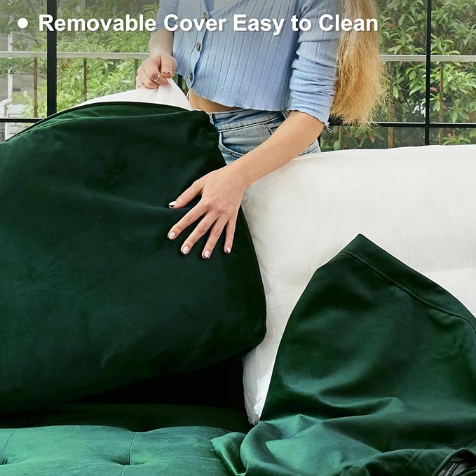 Belffin Modular Sectional Sleeper Sofa with Pull Out Couch Bed Modular Sleeper Loveseat Sectional Sofa Velvet Fabric for Living Room Apartment Green