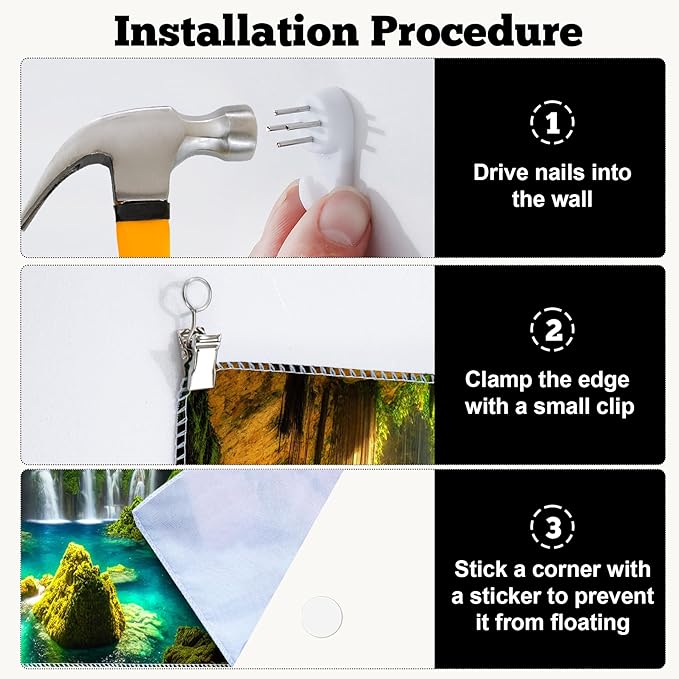 BSFHH Nature Tapestry Forest Tree Sea Cave Wall Hanging, Stream Through Rainforest Landscape Wall Art Tapestry for Bedroom Living room (Cave Waterfall, 110" × 87", Unframed)