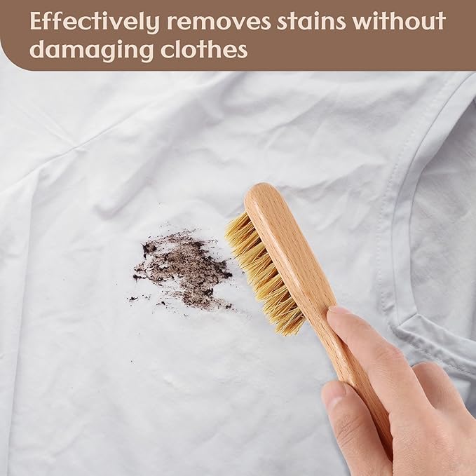 3 Pcs Wood Laundry Stain Brush Stain Remover Brushes with Boar Bristle Small Stain Brush for Clothes for Scrubbing Stains from Furniture Fabric Leather(3 Pcs C)