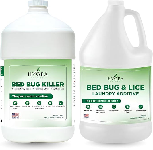 Bed Bug & Lice Elimination Duo Kit- Includes Lice & Bed Bug Spray & Lice & Bed Bug Laundry Additive - Gentle Formula - Effective Pest Control for Home & Travel (2 Pack, 1 Gallon Each)