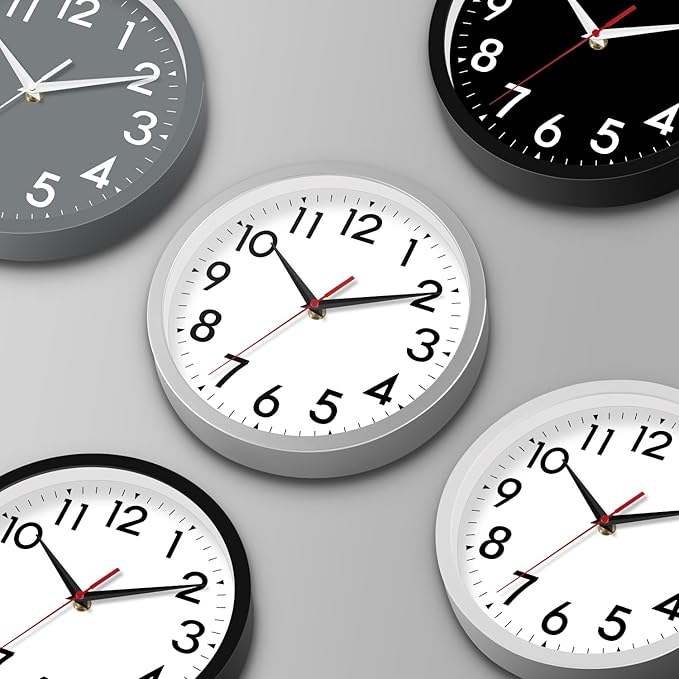 14 Inch Wall Clock Large Battery Operated Big Silent Non Ticking Analog Decorative for Living Room Office Kitchen Outdoor Classroom Bedroom Bathroom School Home(Silver)