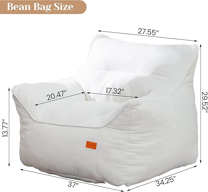 Bean Bag Chair with Filler, Bean Bag Sofa Chair with Tufted Soft Armrests Plush Lazy Sofa Comfy Chair,Large BeanBag Chair for Adults in Livingroom, Bedroom