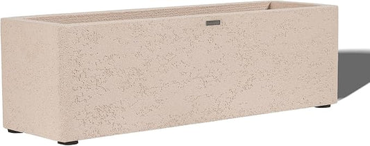31 Inch Rectangular Concrete Planter,Durable All-Weather Use with Drainage Holes,Large Rectangular Planter for Outdoor Indoor Plants