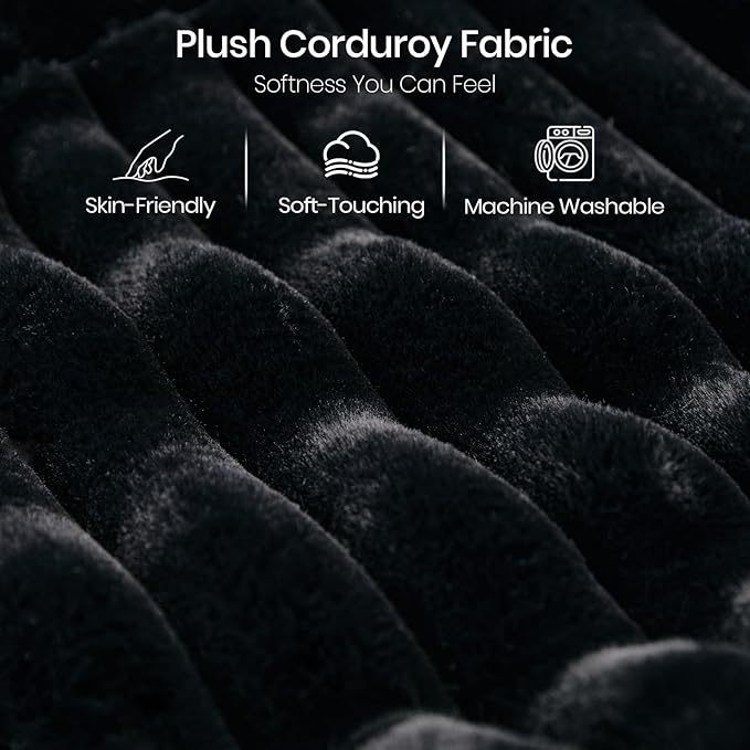 Belffin Modular Sectional Sleeper Sofa with Pull Out Couch Bed Corduroy Double Chaise with Storage Black Couch